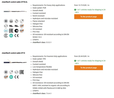 chainflex shop®: find the right cable for my application