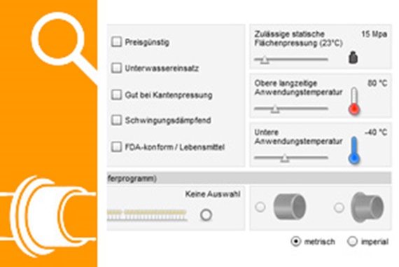 Product finder for plain bearings